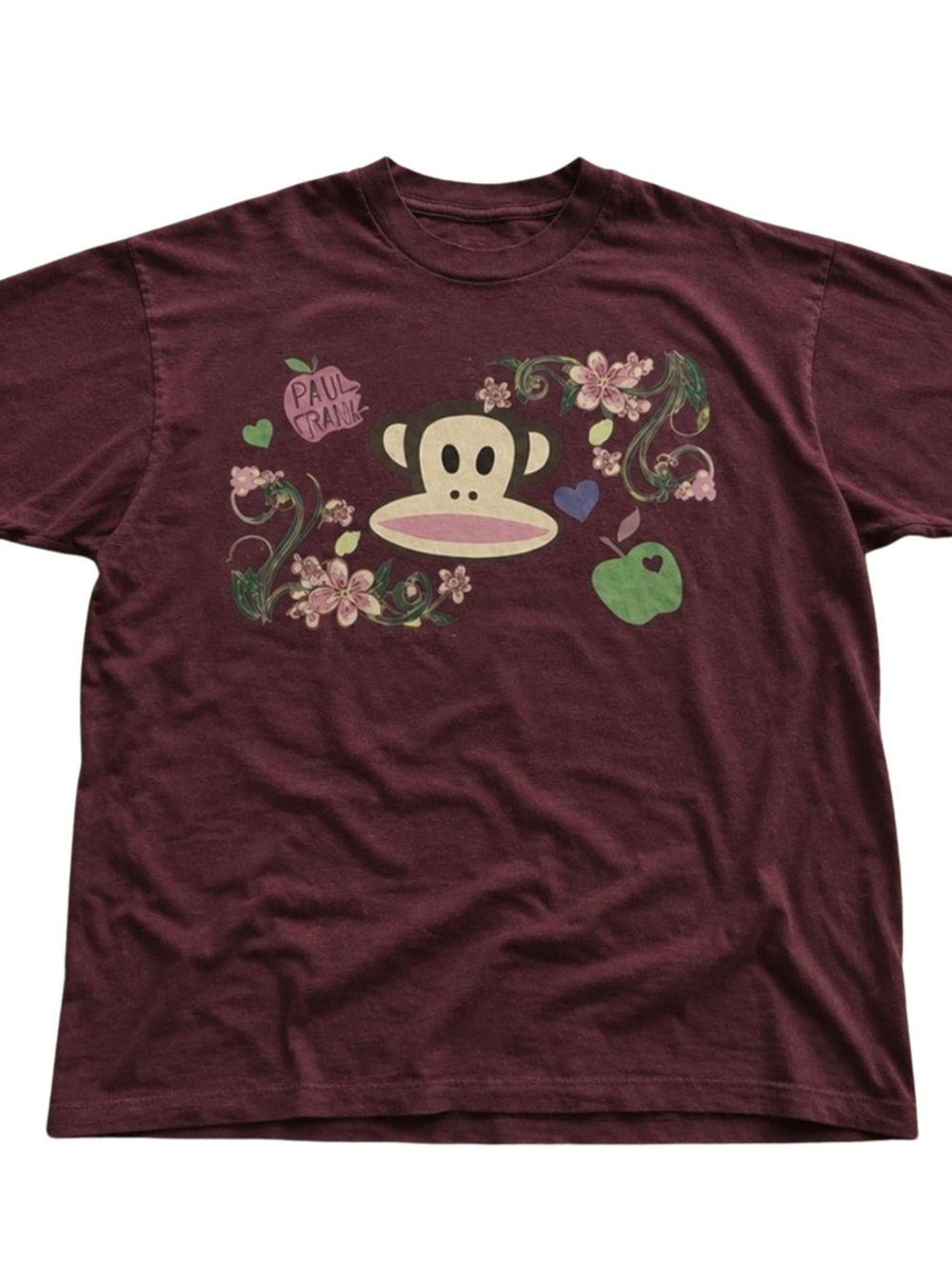 Paul Frank Men's Maroon Graphic Tee with Signature Monkey